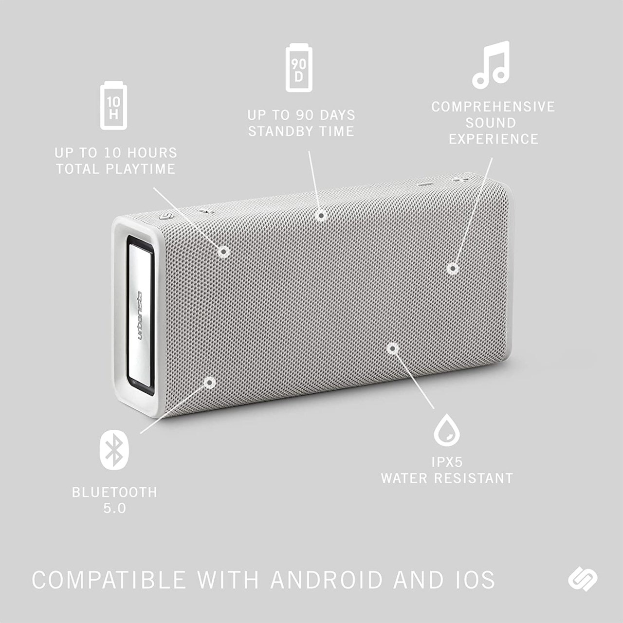 Urbanista Brisbane White Mist Bluetooth Speaker Speakers Free