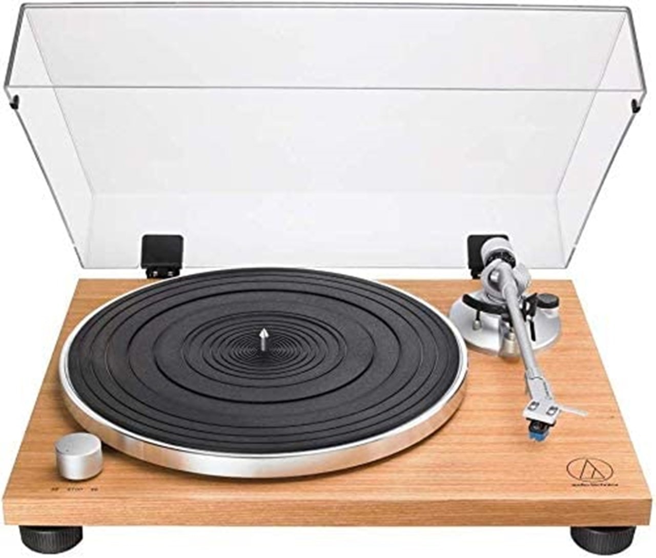 wooden turntable with speakers
