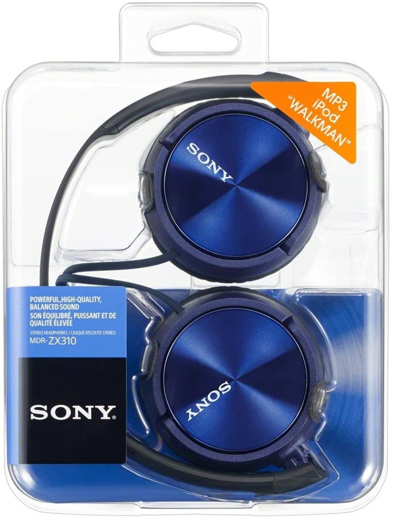 blue sony headphones