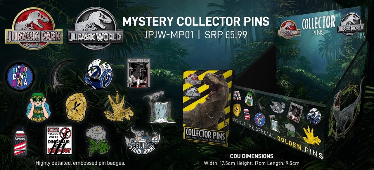 Jurassic Park Mystery Pin Badges Pin Badge Free Shipping Over £20 Hmv Store 