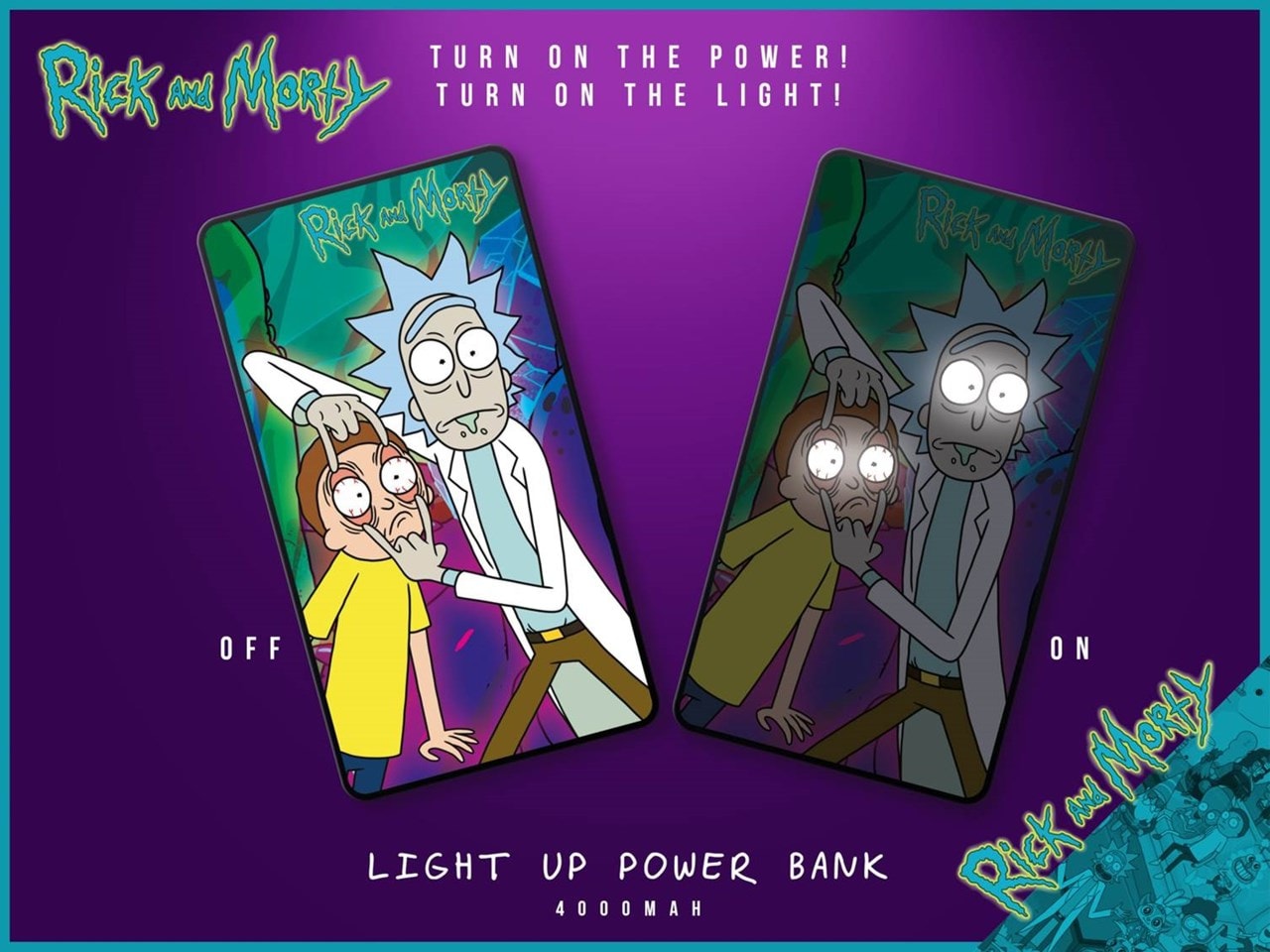 Rick and Morty Power Bank 4000mah Light Up Portable Phone Charger