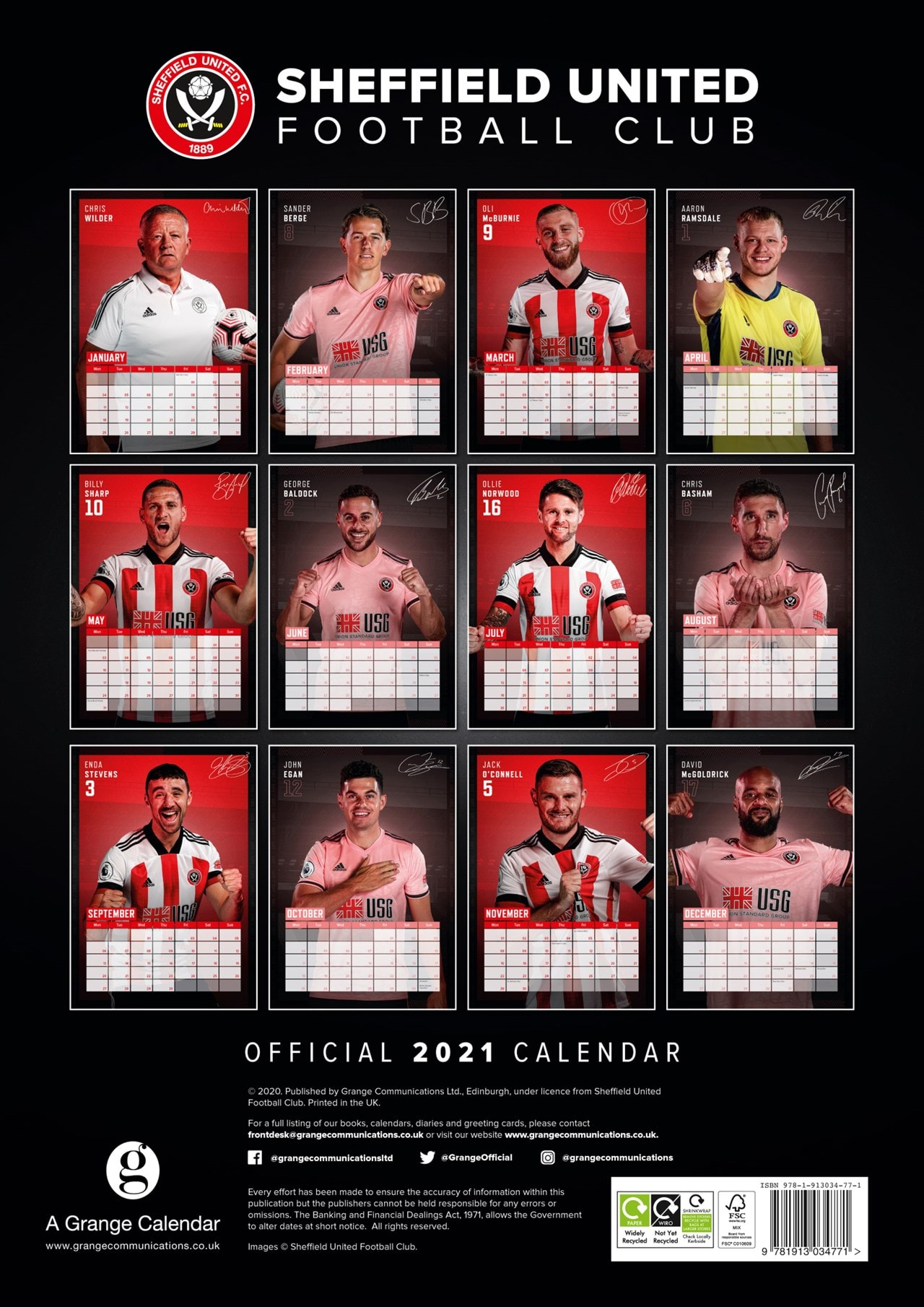 Sheffield United FC Football A3 2021 Calendar Calendars Free