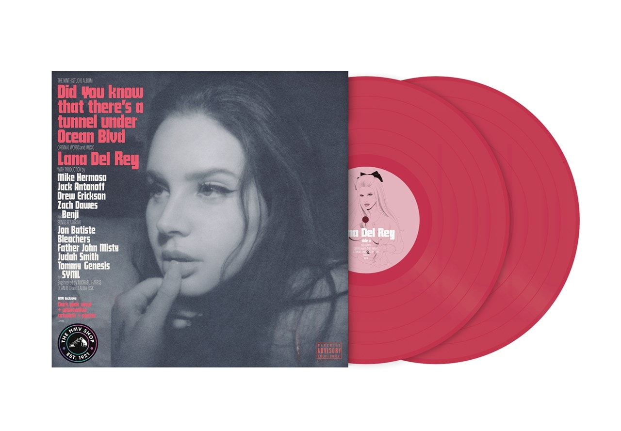 Did You Know That Theres A Tunnel Under Ocean Blvd Hmv Dark Pink Vinyl Alt Cover Poster