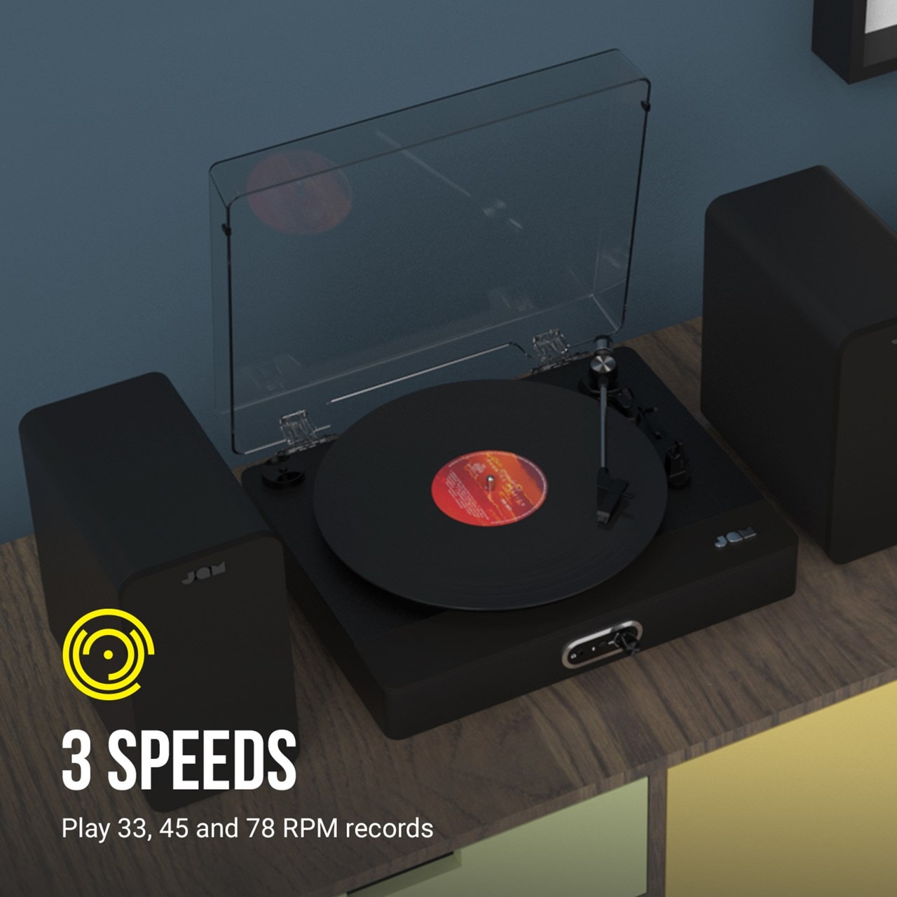 Jam Sound Stream+ Black Bluetooth Turntable (hmv Exclusive