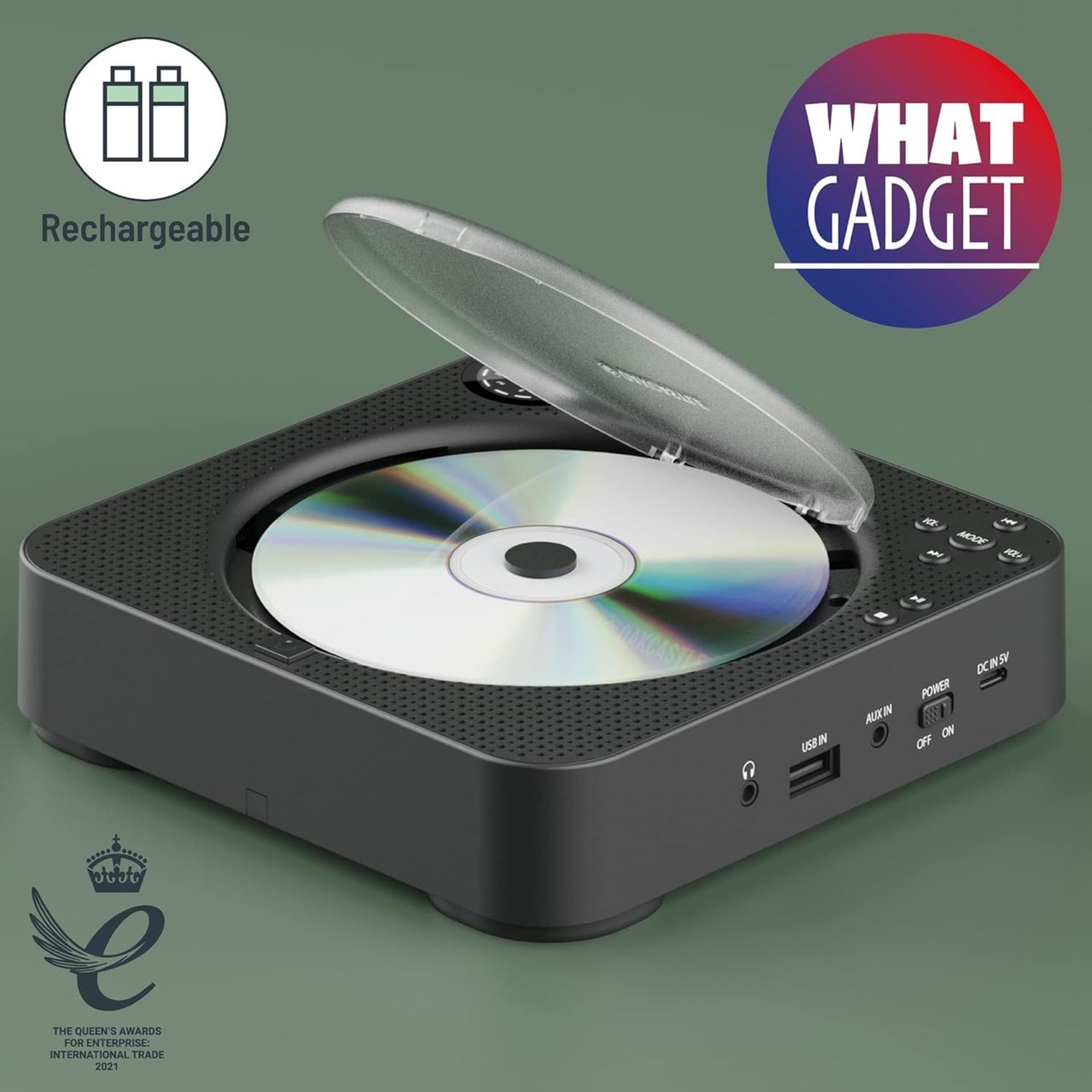 Oakcastle CD150 Black Bluetooth Portable CD Player With Wall Mount ...