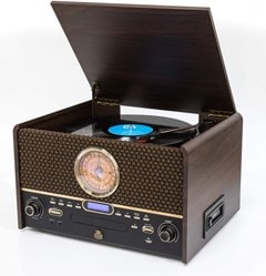 GPO Chesterton DAB Wood 5-In-1 USB Turntable w/ DAB Radio, CD & Cassette Player - 1