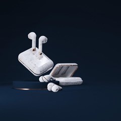 Happy Plugs Air1 Plus White Marble Earbud True Wireless Bluetooth Earphones - 5