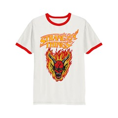 Stranger Things Season 4 Flame White/Red Ringer Unisex Tee (Large) - 1
