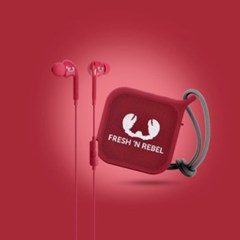 Fresh N Rebel Gift Pack Ruby: Vibe Earphones & Pebble Bluetooth Speaker - 2
