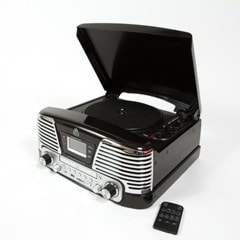 GPO Memphis Black USB Turntable with CD Player & Radio - 1