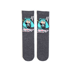 Hatsune Miku Crew Socks Grey (Ladies 4-7.5) - 1