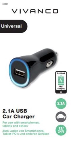 Vivanco Bullet USB In-Car Charger - 2