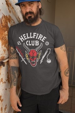 Hellfire Club Face Stranger Things Season 4 Charcoal Tee (hmv Exclusive) (Large) - 1