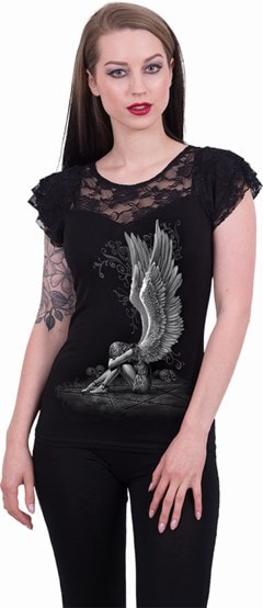 Enslaved Angel Lace Layered Viscos Ladies Fit Spiral Tee (Extra Large) - 2