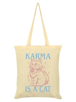 Karma Is A Cat: Cream Tote Bag