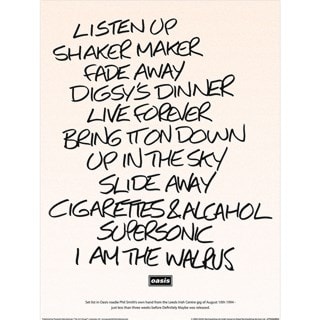 Set List Oasis 30cm x 40cm Print