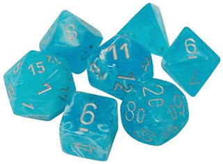 Luminary Sky And Silver (Set Of 7) Chessex Dice