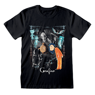 Coraline Character Group Black Tee