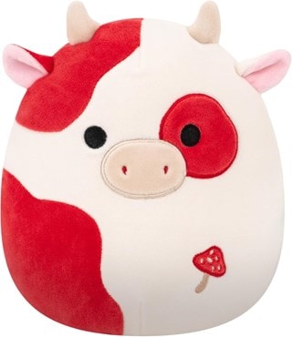 7.5'' Claudio Cream And Burgundy Spotted Cow With Mushroom Embroidery Squishmallows Plush