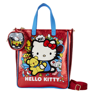 Metallic Tote Bag With Coin Bag Hello Kitty 50th Anniversary Loungefly