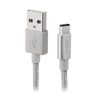 SBS Braided Silver USB-C Cable 1.5m