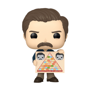 Ron Swanson with Pyramid of Greatness 1569 Parks And Recreation 15th Anniversary Funko Pop Vinyl