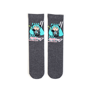 Hatsune Miku Crew Socks Grey (Mens 8-11)
