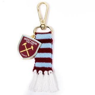 West Ham FC Logo & Striped Scarf Keyring