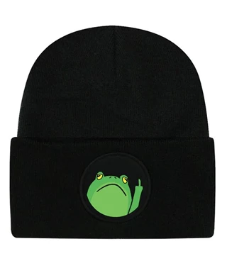 Frog Off Black Beanie