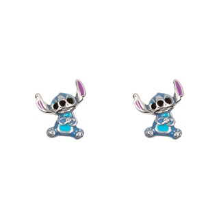 Sterling Silver Blue Enamel Stitch Lilo & Stitch Stud Earrings