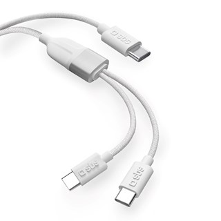 SBS Splitter White USB-C to Dual USB-C Cable 1.5m