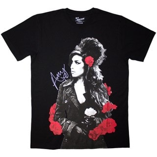Amy Winehouse Rose Portrait Black Tee