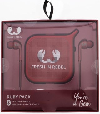 Fresh N Rebel Gift Pack Ruby: Vibe Earphones & Pebble Bluetooth Speaker