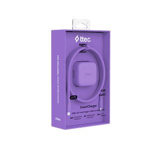 Ttec SmartCharger Pro Neon Purple 45W Wall Plug and USB-C Cable Pack