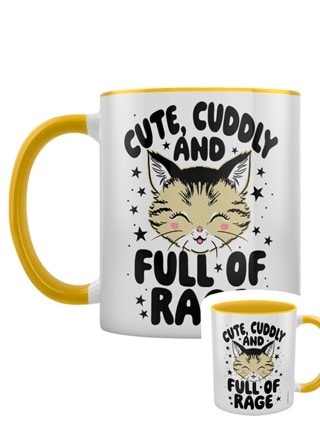 Kitsch Kitten Cute, Cuddly & Full Of Rage Yellow Coloured Inner Mug