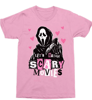 Scary Movies Pink Hearts Ghostface Tee