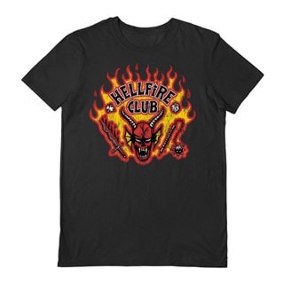 Flaming Hellfire Stranger Things 5 Black Tee