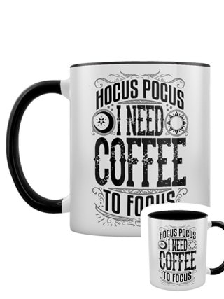 Hocus Pocus I Need Coffee To Focus Black Coloured Inner Mug