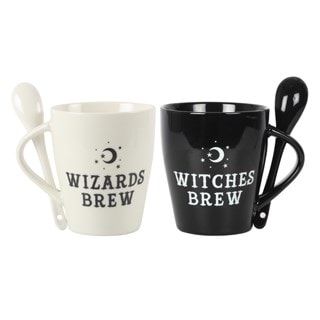 Witches And Wizards Couples Ceramic Mug And Spoon Set