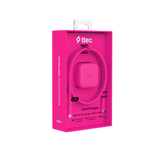 Ttec SmartCharger Pro Neon Pink 45W Wall Plug and USB-C Cable Pack