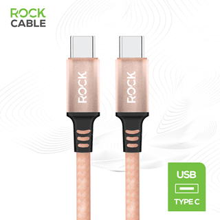 Rock Champagne Gold Braided USB-C to USB-C Cable 1M