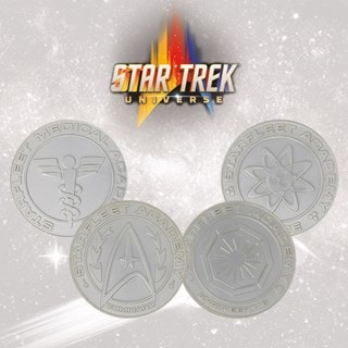 Star Trek Set Of 4 Starfleet Division Medallions In .999 Silver Plating Collectible Medallions