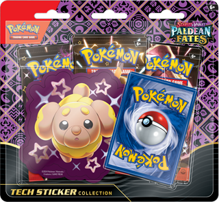 Scarlet & Violet 4.5 Paldean Fates Tech Sticker Box Fidough/Greavard/Maschiff Pokemon Trading Cards