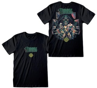 Avengers Doomsday Worlds In His Hands Black Backprint Tee