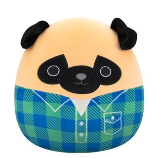Prince Brown Pug In Green And Blue Flannel Shirt Squishmallows Plush