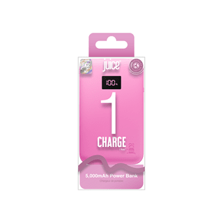Juice 1 Charge Pink 5000mAh Power Bank with Integrated Cable