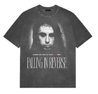 Falling In Reverse Where's Your God Stone Wash Charcoal Tee