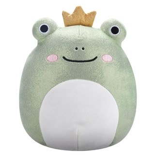 7.5'' Baratelli Green Glitter Frog With White Belly And Gold Crown Squishmallows Plush