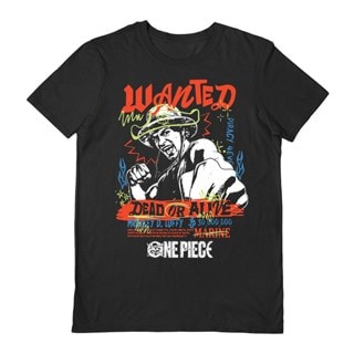 One Piece Luffy Wanted Dead Or Alive Black Tee