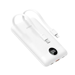 VEGER C11 10,000Mah 22.5W Pd White Power Bank With Integrated Cables